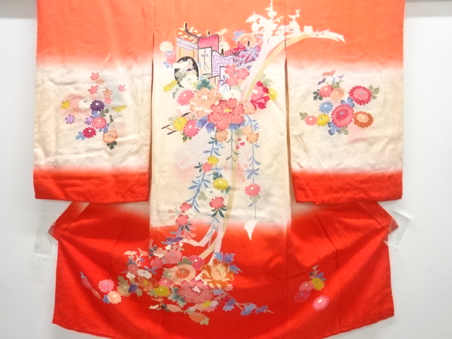 JAPANESE KIMONO / ANTIQUE KIMONO / SILK / FLORAL PLANTS